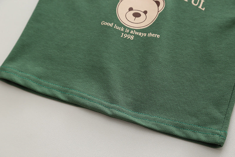 Summer Green Cotton 2 Piece Set for Boys