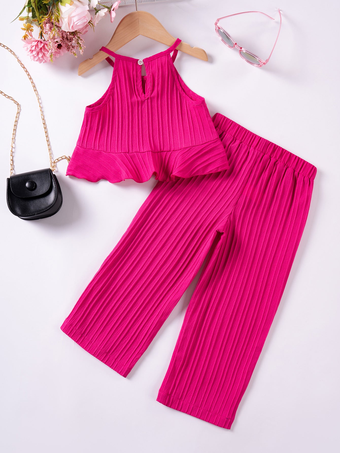 Girl's pink top and pants co-ord
