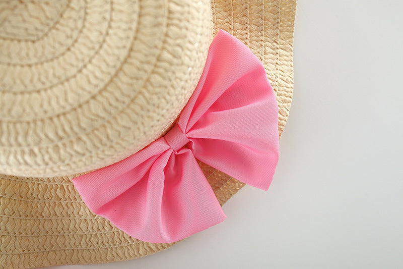 Girl's pink bow dress with hat
