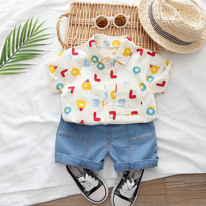 Alphabet shirt with shorts