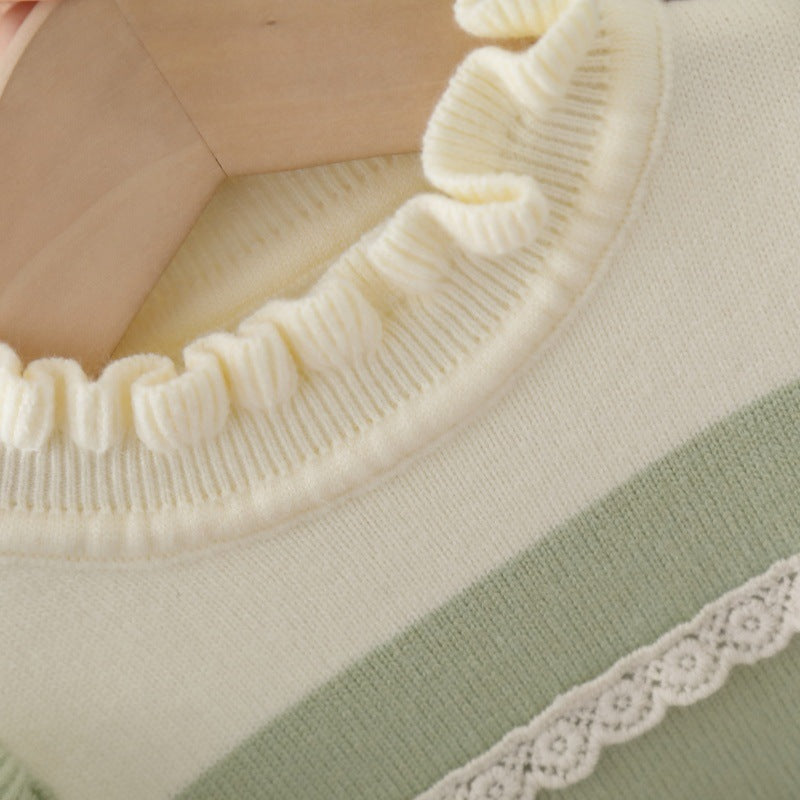 Green Knitted Sweater & Pant Set | Winter Knitwear Co-ord