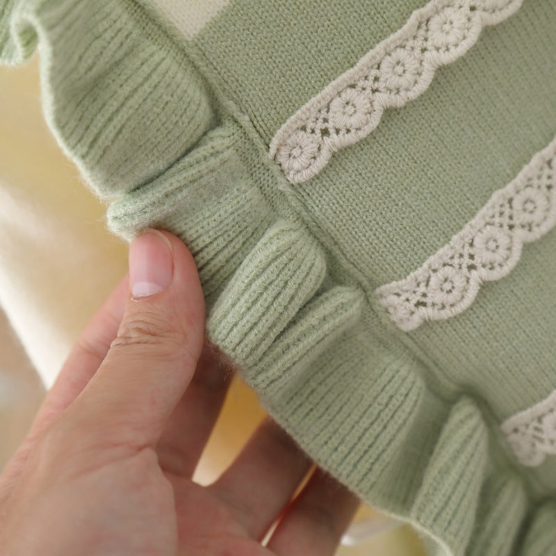 Green Knitted Sweater & Pant Set | Winter Knitwear Co-ord