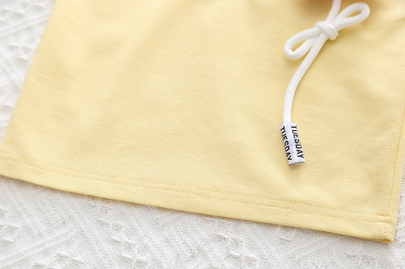 GIRLS YELLOW CUTE T-SHIRT AND SHORTS SET