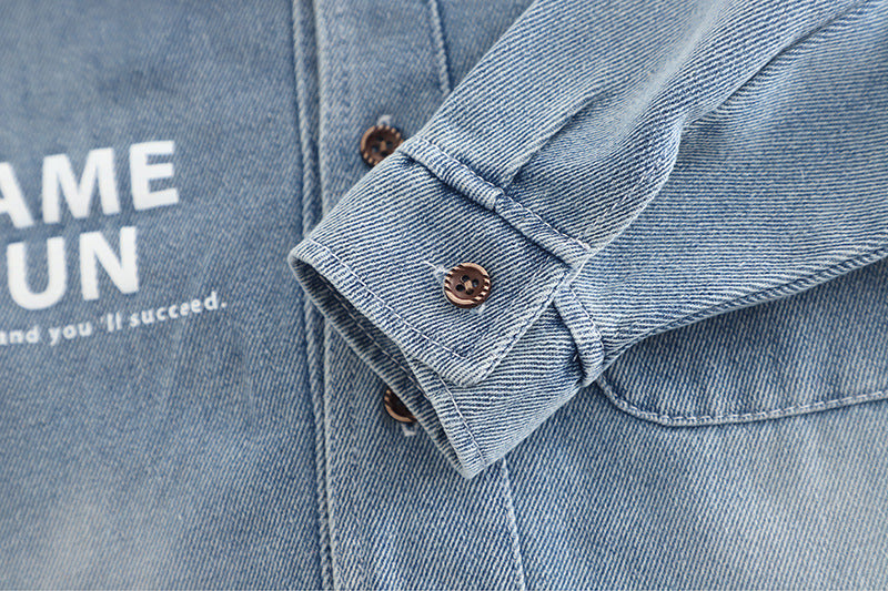 Boy's Long Sleeve Denim Jacket Set – Casual 3-Piece Outfit (T-Shirt, Denim Shirt & Jeans)