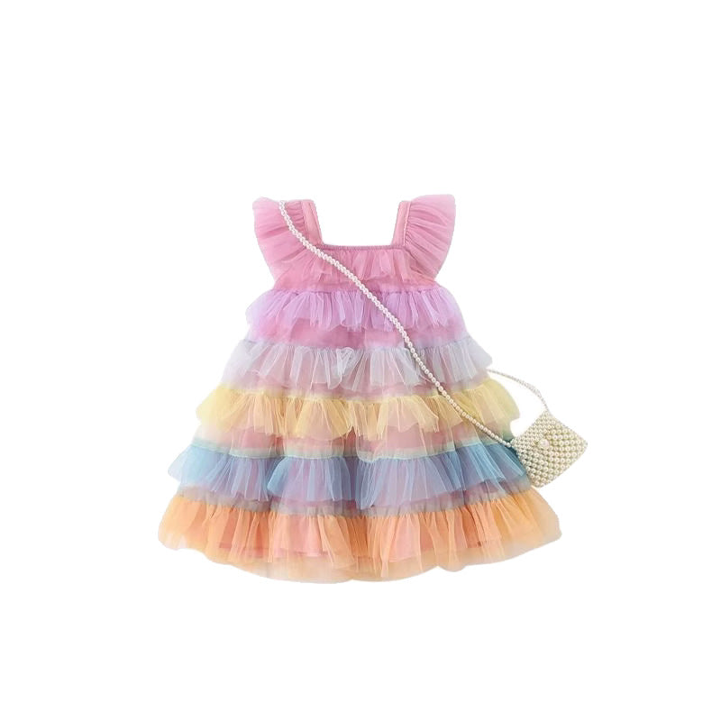 Girl's multicolored frill frock