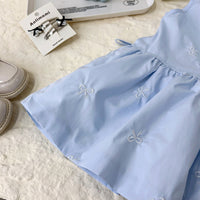 Blue Sleeveless Cotton Dress for Girls