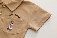 Boys Brown Rabbit Cotton Polo T-Shirt and Shorts Set - 2 Piece Summer Outfit