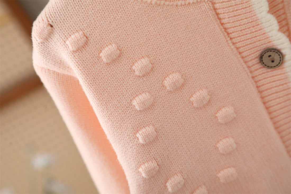 Baby Girl Knitted Sweater & Trouser Set – Lavender Crochet Pocket Design | Cozy Winter Outfit