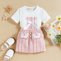 Fuchsia Bow top with Skirt