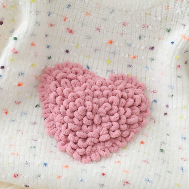 Baby Girl Knitted Heart Sweater & Tutu Skirt Set – Winter Party Dress