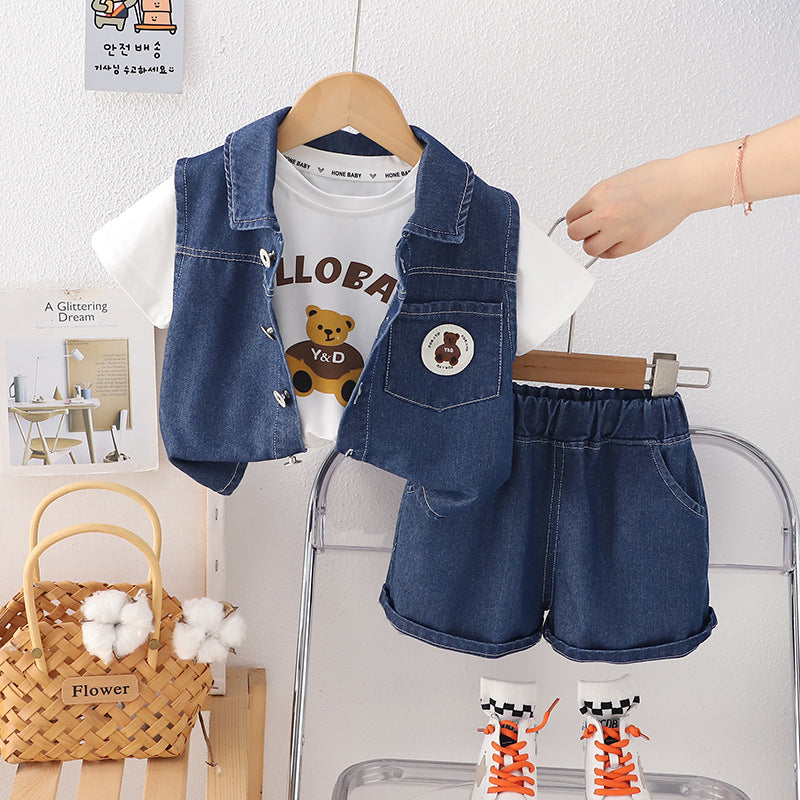 Denim Sleeveless 3 Piece Kids Outfit