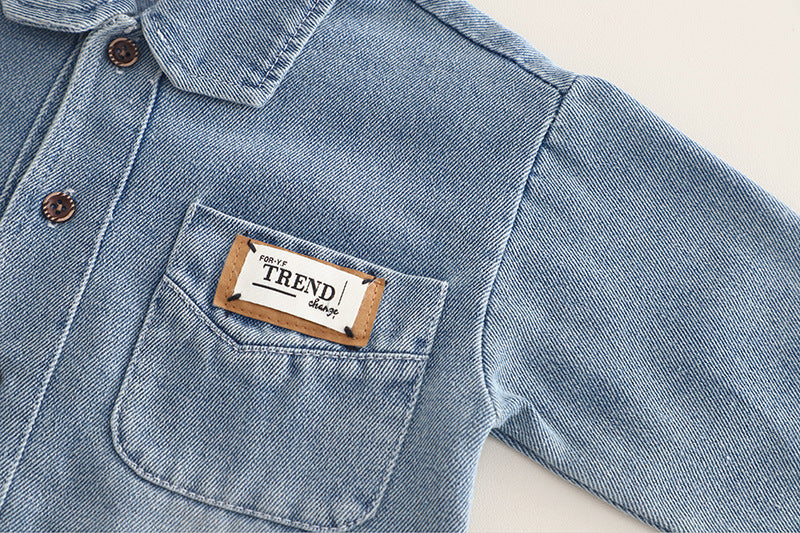 Boy's Long Sleeve Denim Jacket Set – Casual 3-Piece Outfit (T-Shirt, Denim Shirt & Jeans)