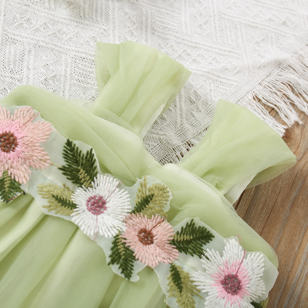 Girl's green flowers dress