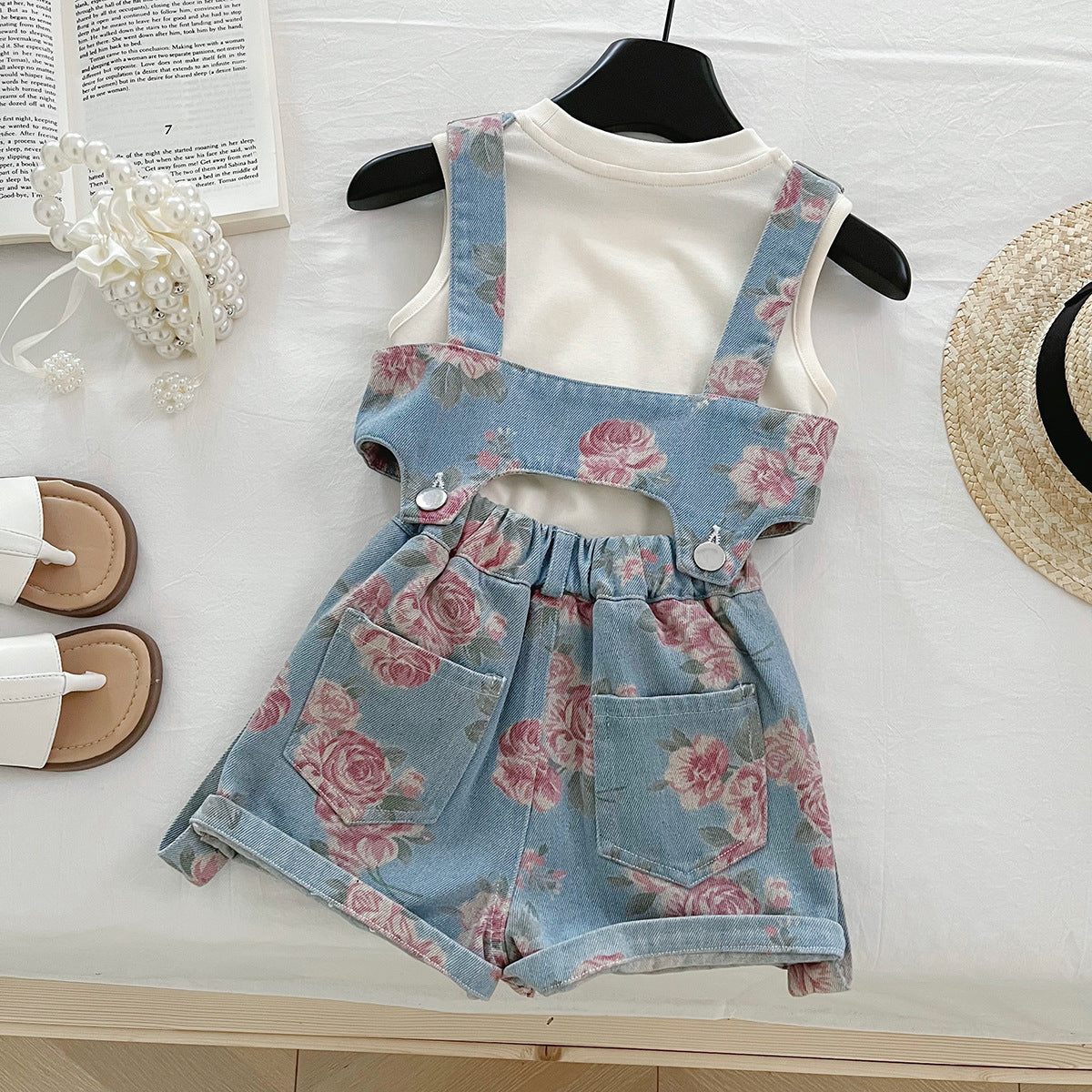 Floral Denim 3 Piece Girls Outfit