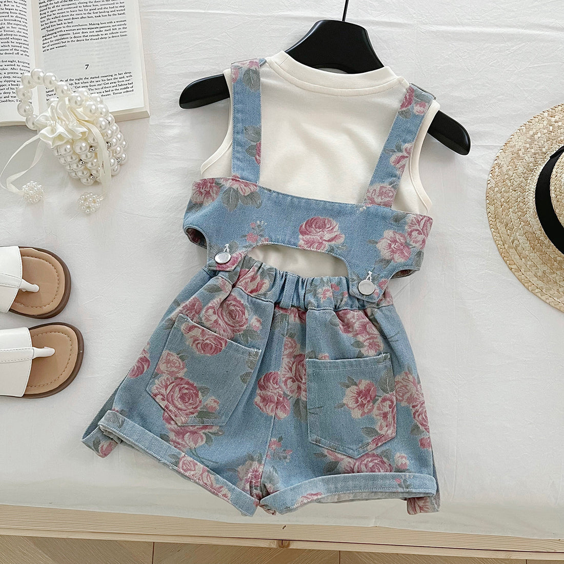 Floral Denim 3 Piece Girls Outfit