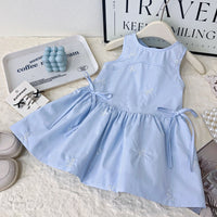 Blue Sleeveless Cotton Dress for Girls