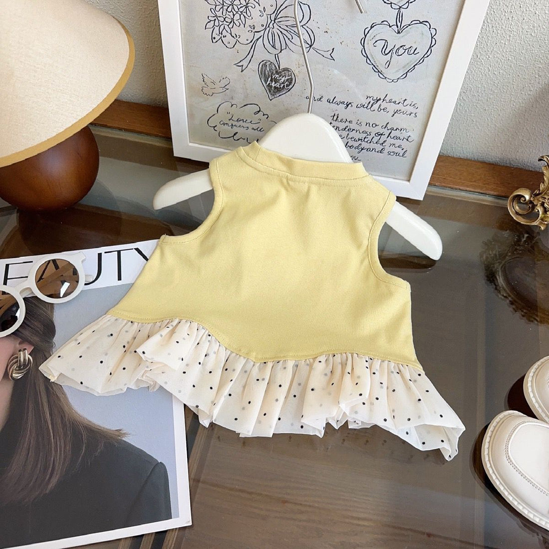 Yellow Summer Vest & Flared Trouser Girls Set