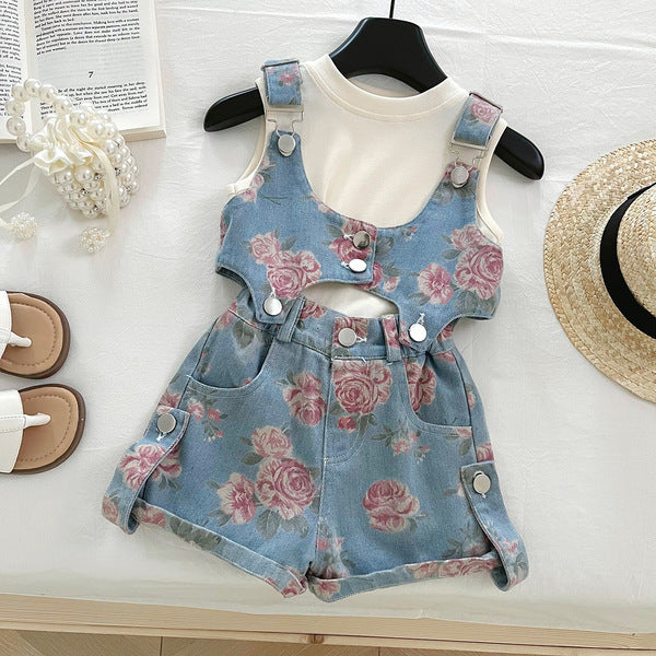 Floral Denim 3 Piece Girls Outfit