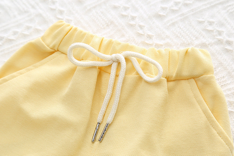 GIRLS YELLOW CUTE T-SHIRT AND SHORTS SET