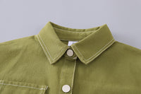 Green Striped Jacket 3-Piece Set – Soft Cotton Outfit