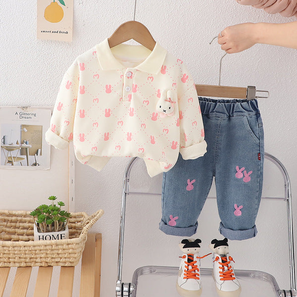 Polo Sweatshirt and Pants Girls Set