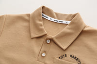 Boys Brown Rabbit Cotton Polo T-Shirt and Shorts Set - 2 Piece Summer Outfit