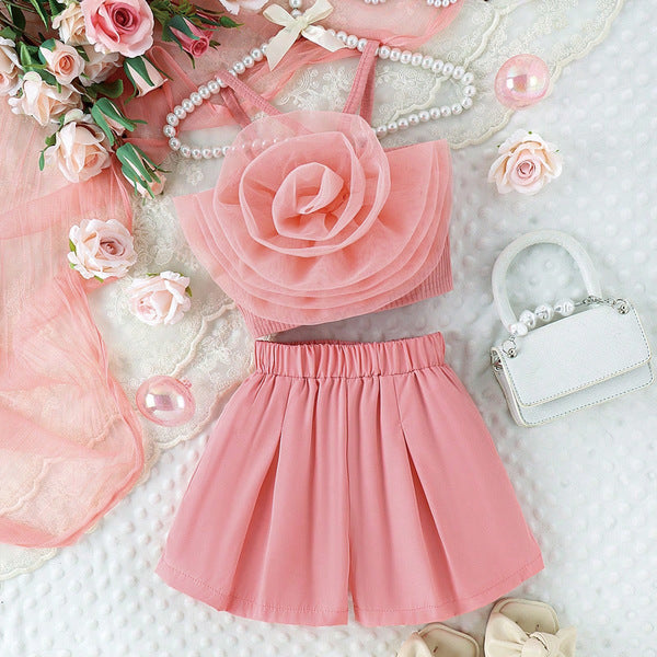 Peach flowered top and skirt set