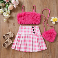 Hot Pink Furred Top with Skirt
