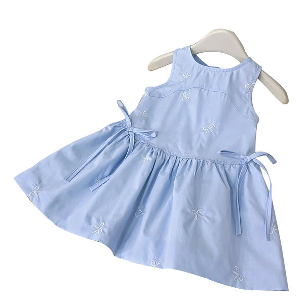 Blue Sleeveless Cotton Dress for Girls