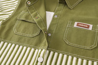 Green Striped Jacket 3-Piece Set – Soft Cotton Outfit