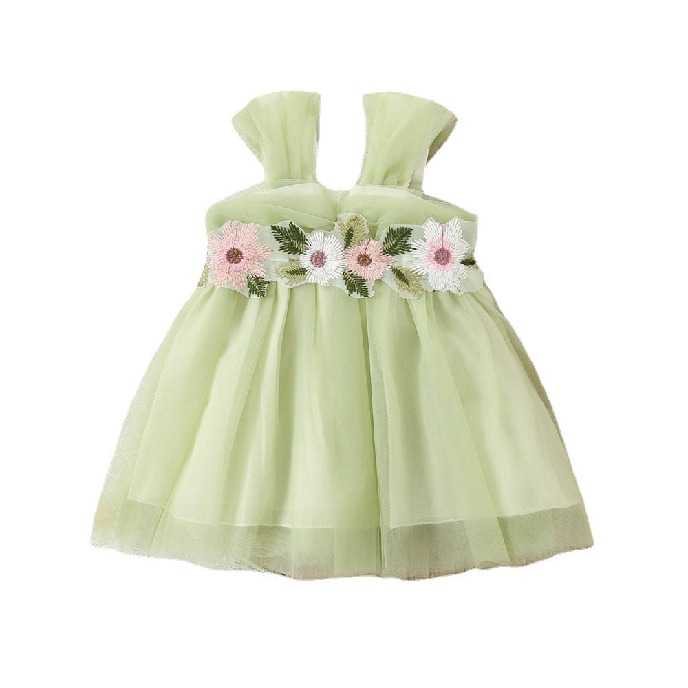 Girl's green flowers dress