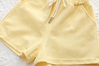 Girls Bright Yellow Cotton T-Shirt and Shorts Set - 2 Piece Summer Casual Outfit