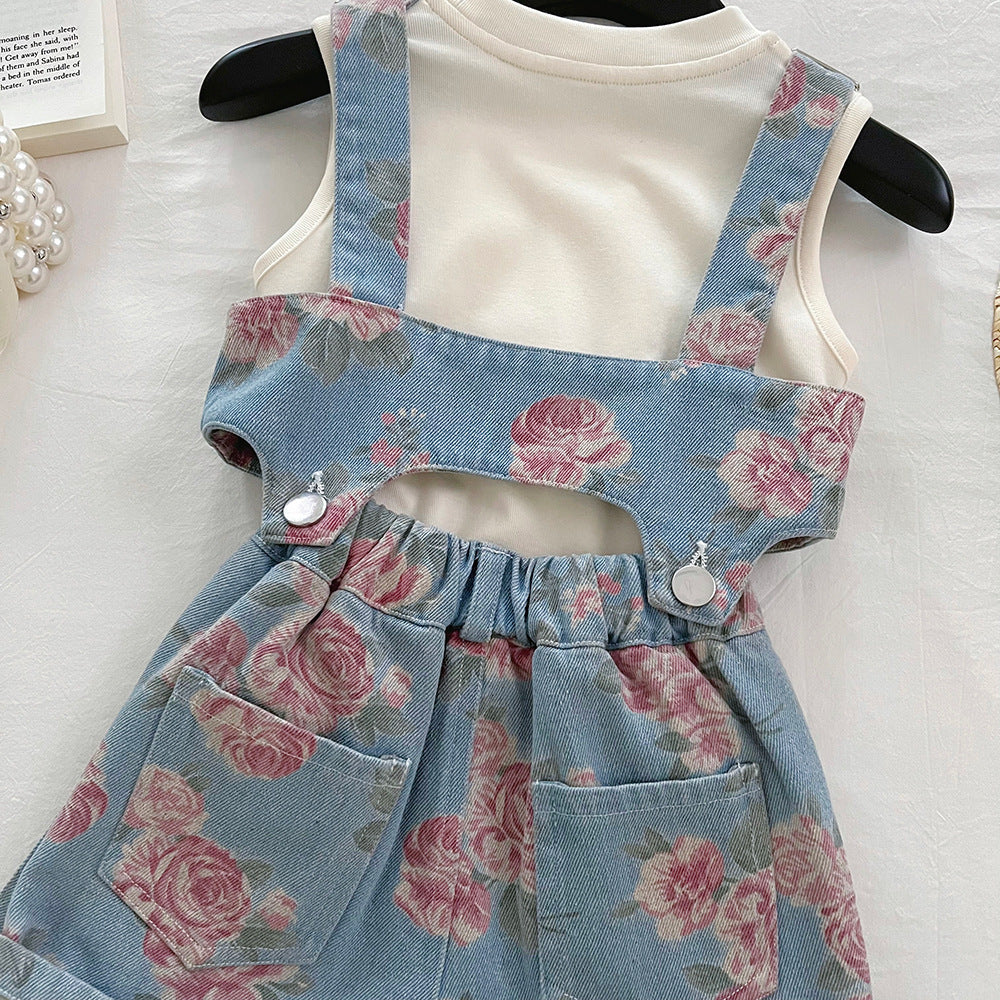 Floral Denim 3 Piece Girls Outfit