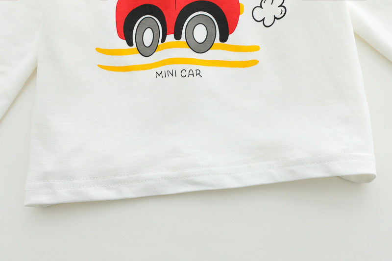 Baby Car Print Hoody 3-Piece Set – Soft Cotton Outfit