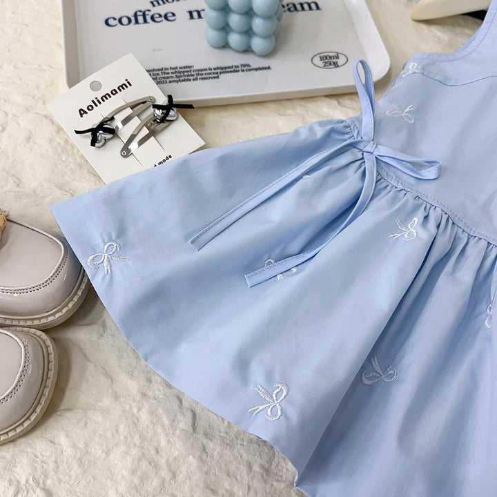 Blue Sleeveless Cotton Dress for Girls