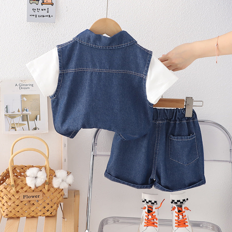 Denim Sleeveless 3 Piece Kids Outfit