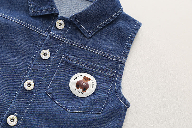 Denim Sleeveless 3 Piece Kids Outfit