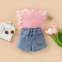 Frilled top with printed shorts