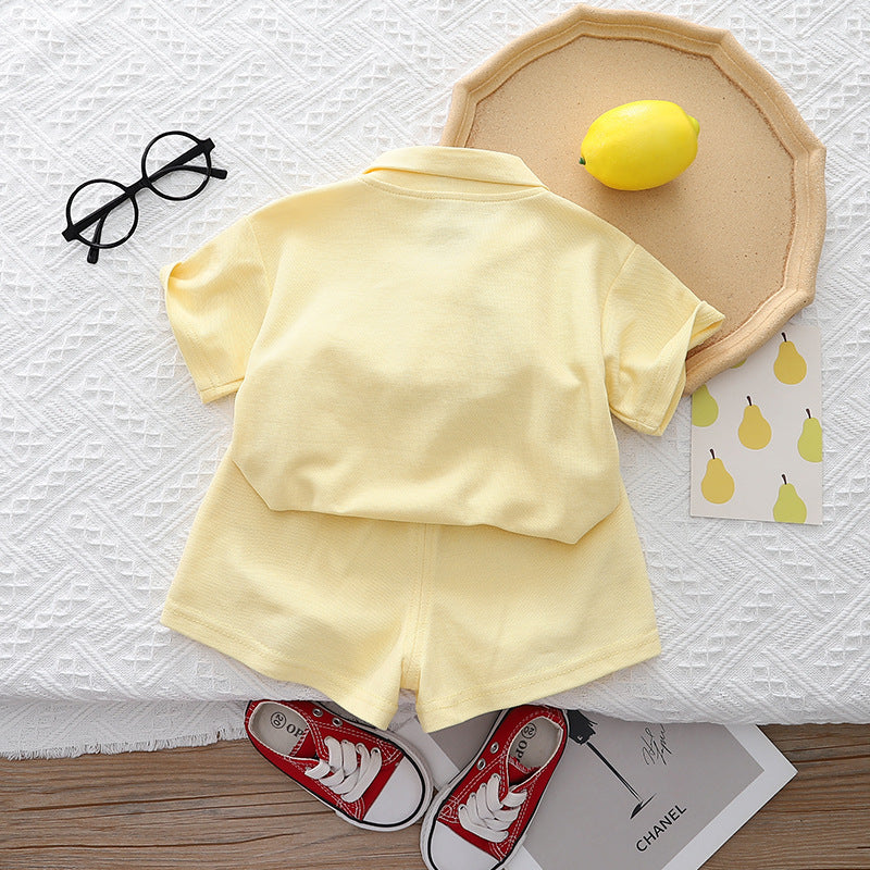 GIRLS YELLOW CUTE T-SHIRT AND SHORTS SET