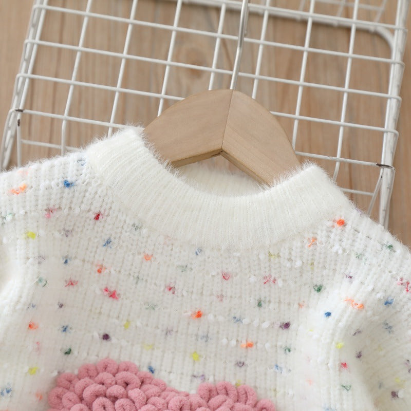 Baby Girl Knitted Heart Sweater & Tutu Skirt Set – Winter Party Dress