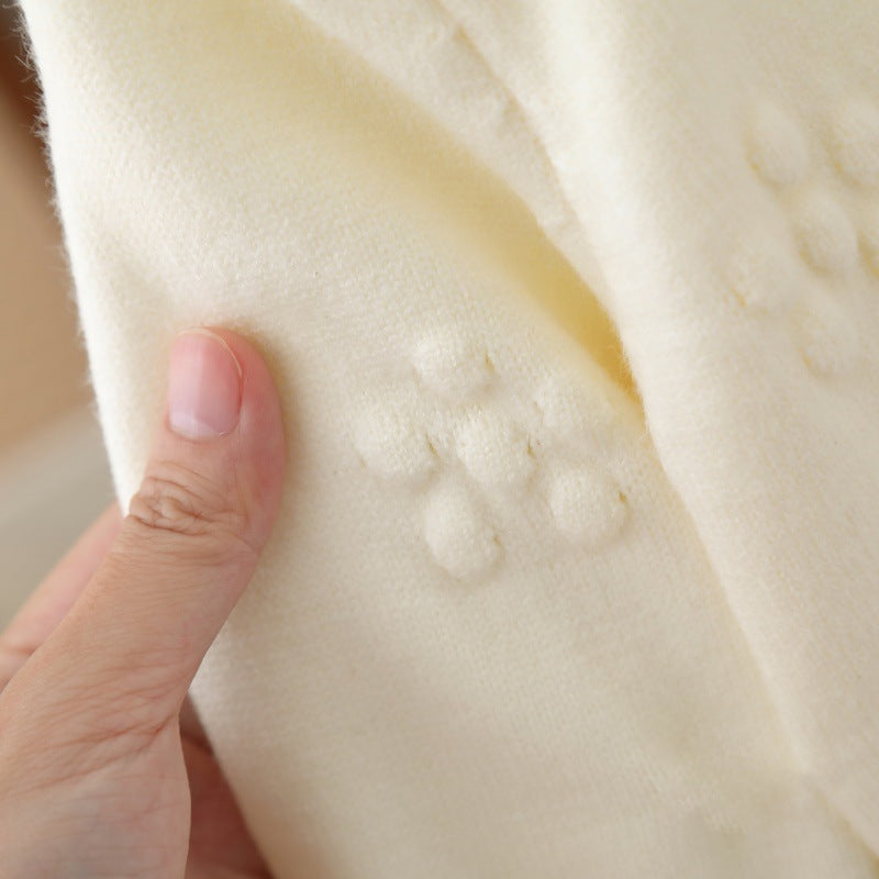 Baby Girl Knitted Sweater & Pants Set – Cream & Brown with Bow | Cozy Winter Knitwear