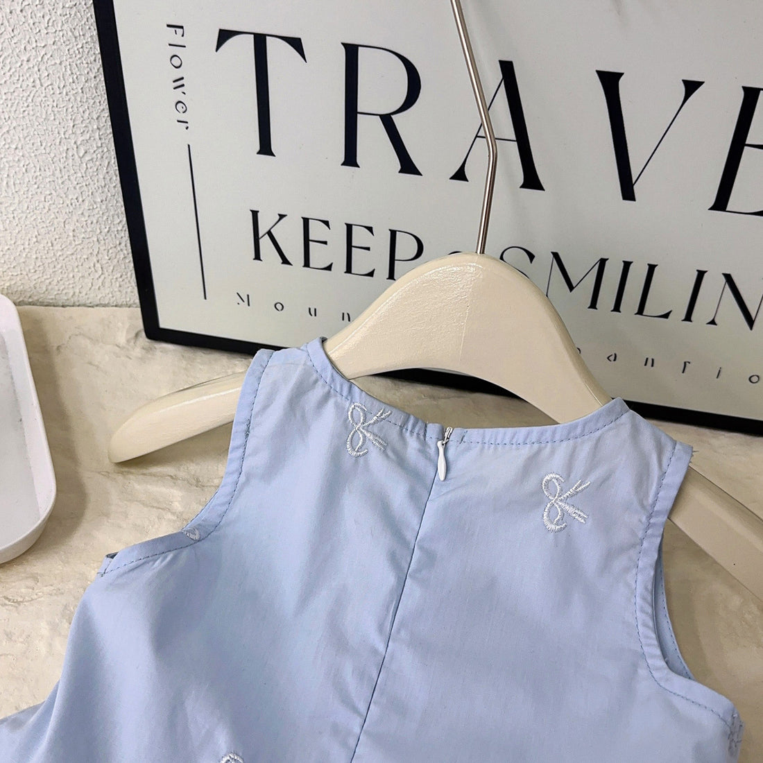 Blue Sleeveless Cotton Dress for Girls