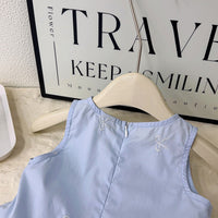 Blue Sleeveless Cotton Dress for Girls