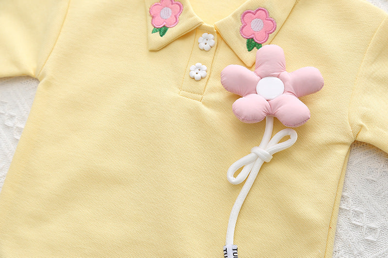 GIRLS YELLOW CUTE T-SHIRT AND SHORTS SET