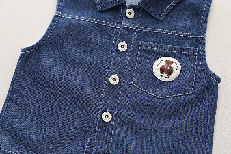 Denim Sleeveless 3 Piece Kids Outfit