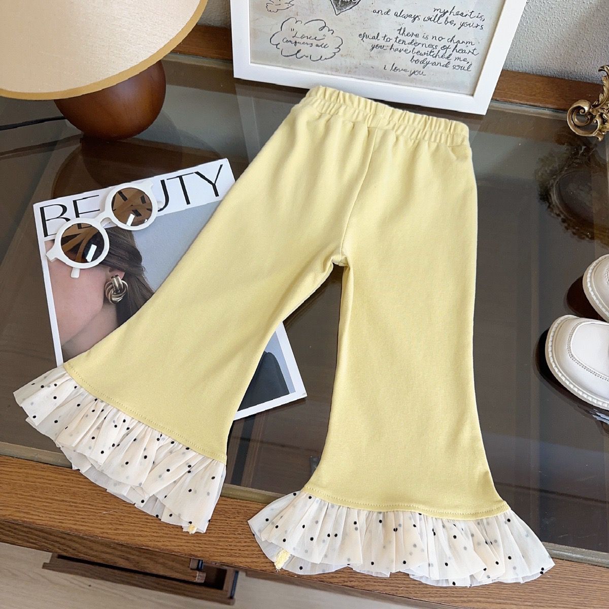 Yellow Summer Vest & Flared Trouser Girls Set
