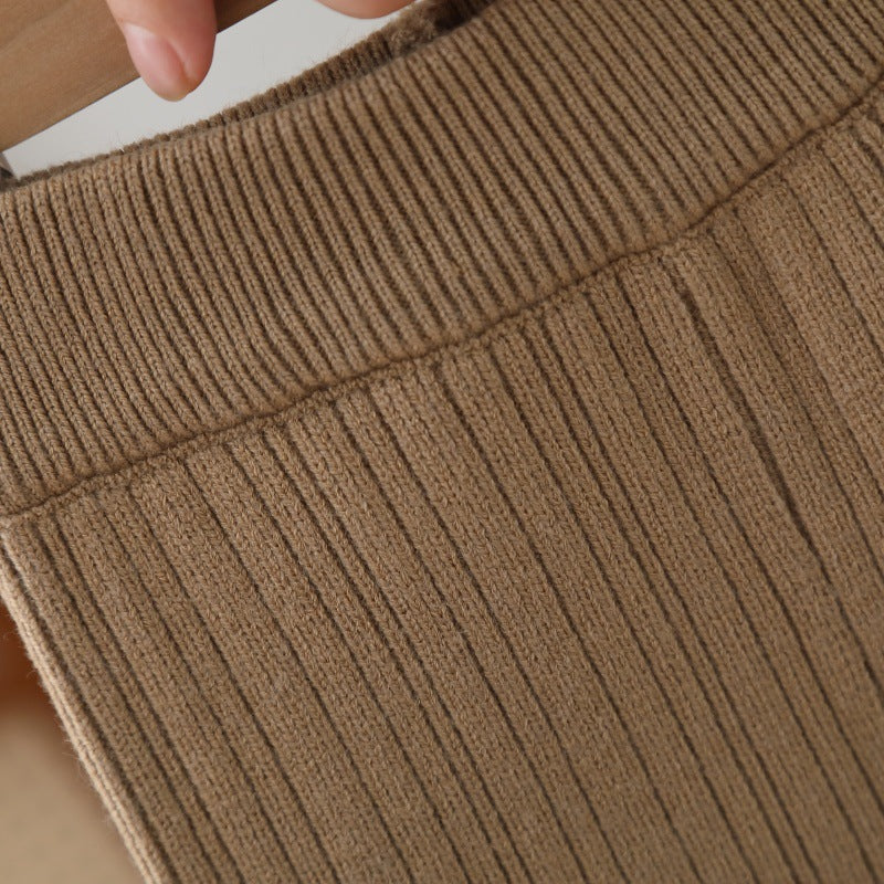 Baby Girl Knitted Sweater & Pants Set – Cream & Brown with Bow | Cozy Winter Knitwear