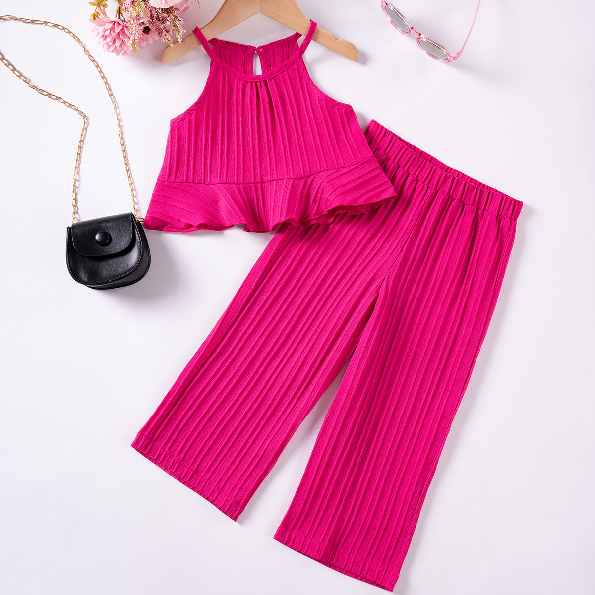 Girl's pink top and pants co-ord