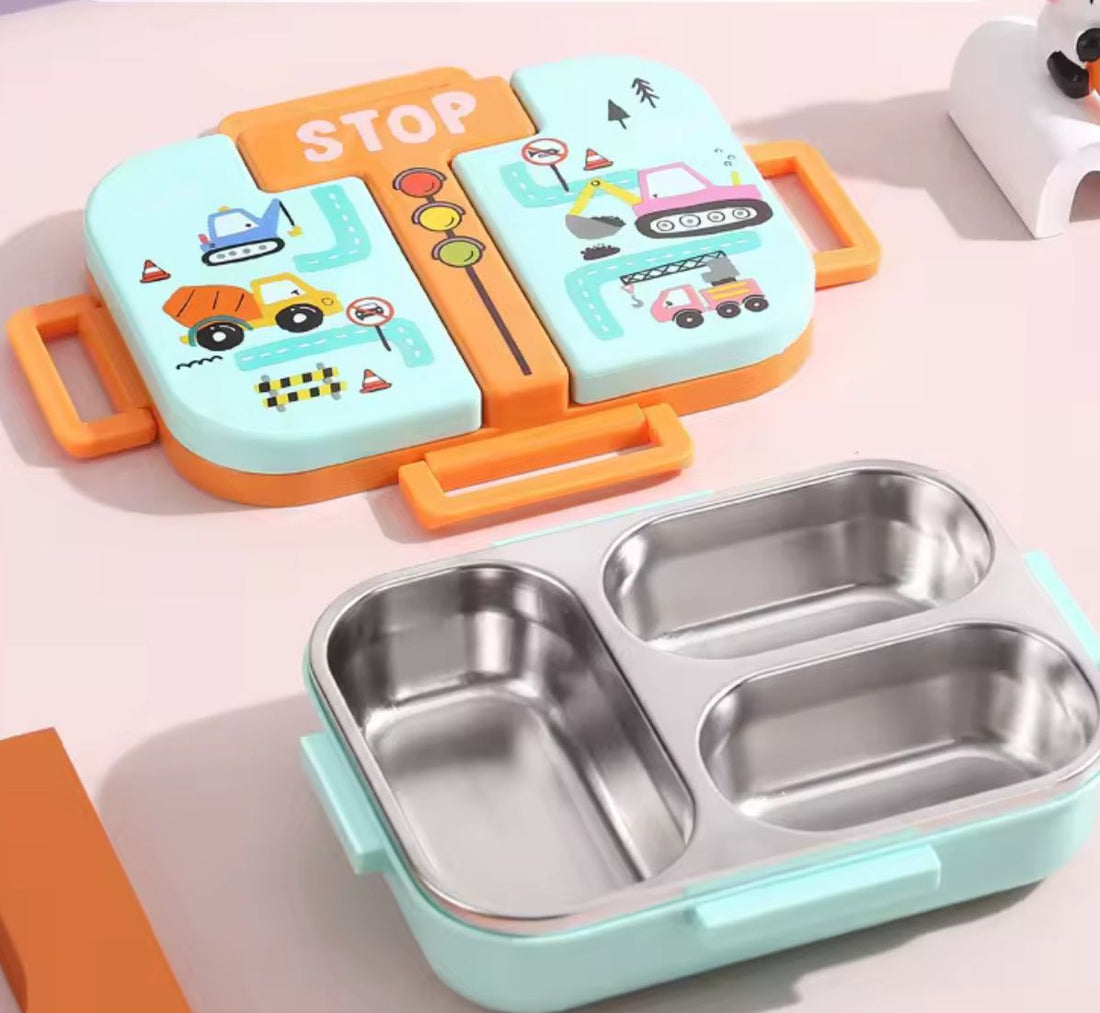 Space Adventure Stainless Steel Kids Lunch Box with Compartments | Leak-Resistant Bento Lunch Box for School