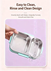 Space Adventure Stainless Steel Kids Lunch Box with Compartments | Leak-Resistant Bento Lunch Box for School